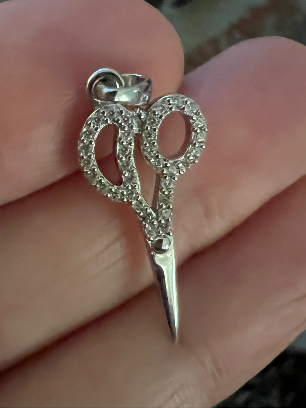 Sterling Silver Scissors Pendant Necklace Charm - Sparkling Silver